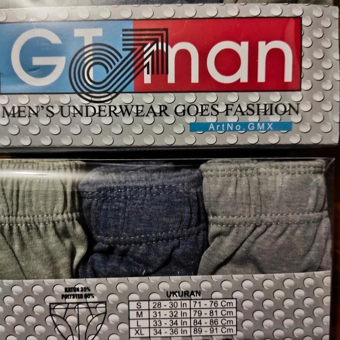 Celana dalam gt man GMX / CD PRIA GT MAN GMX WARNA KATUN Gt man isi 3