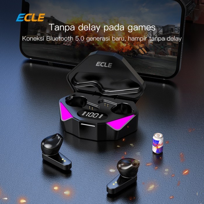 Ecle Tws X15 Earbuds Headset Gaming Bluetooth Elite Led Light