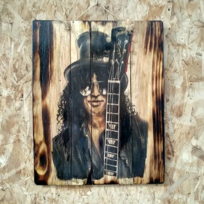 Poster Lukisan Slash GNR Gitaris Jatibelanda Bakar