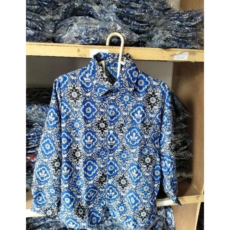 New Batik Smp Negeri/Batik Smp Nasional/Baju Seragam Batik Kemeja Sekolah Smp Motif Tinas Harapan Biru