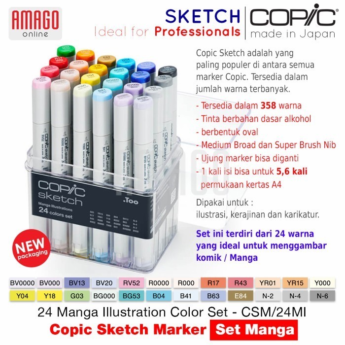 

Copic Sketch - 24 Manga Illustration Color Set - Csm24Mi -Anza Wahda