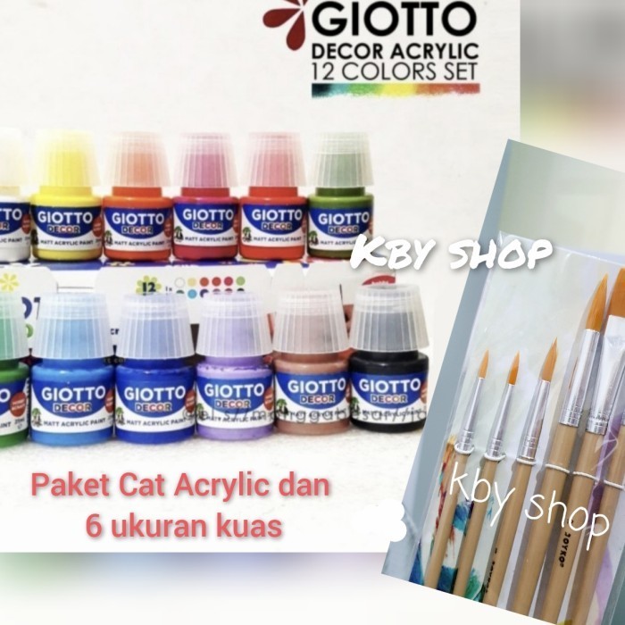 

Paket 12 X 25Ml Cat Acrylic + 6Pc Kuas Nylon Paint Poster -Anza Wahda