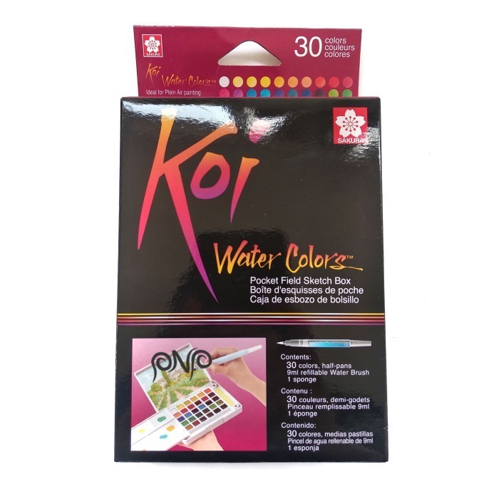

Sakura Koi Watercolor 30 Pocket Field Sketch Box Cat Air Water Colors -Anza Wahda