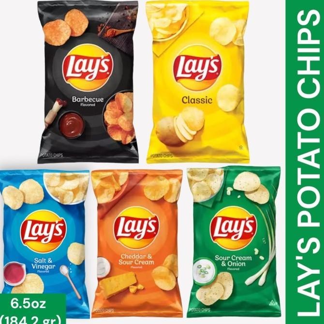 

TERBARU LAYS POTATO CHIPS 6.5 OZ | LAY'S SNACK 184,2 GR | PRODUCT OF USA !!!!!
