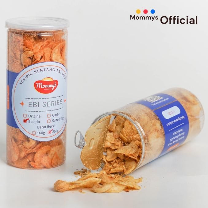 

NEW PRODUK KERIPIK KENTANG EBI MEDE MOMMYS 330G 1100ML NET 250G KEDAP UDARA !!!!!