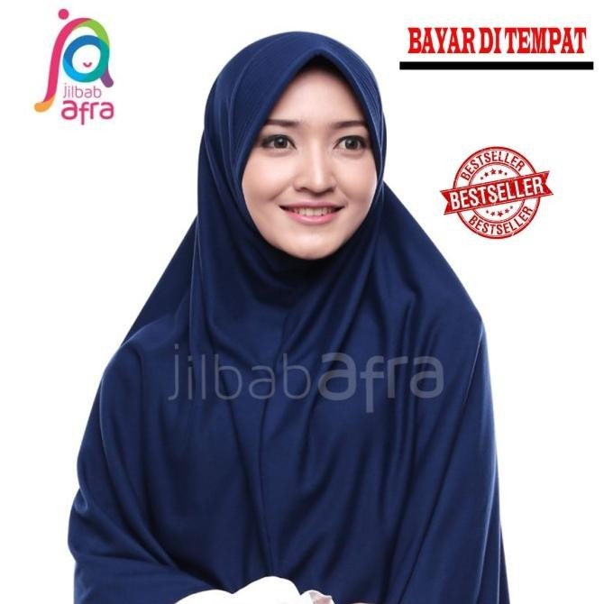 Jilbab Afra Beria Biru Dongker Kerudung Instan Polos Bergo Antem
