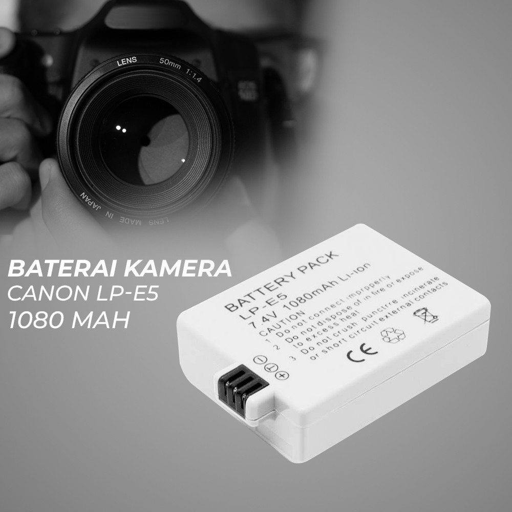 Baterai Kamera Canon EOS 1000D 450D 500D Kiss X2 X3 Rebel T1i - LP-E5