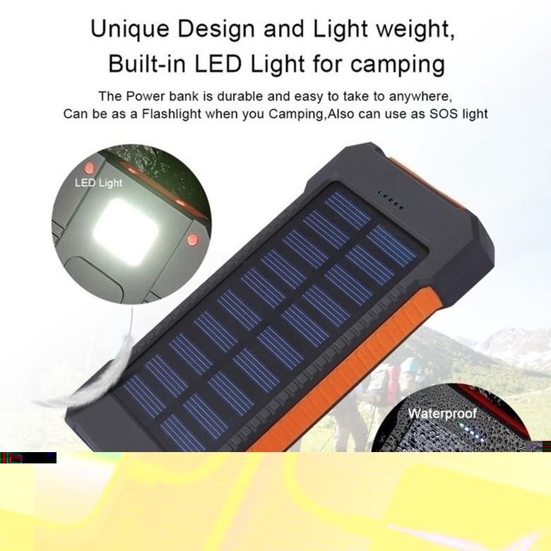 COD50000 MAH POWERBANK SOLAR CELL TENAGA MATAHARI DUAL USB FLASHLIGHT DAYA PONSEL POWERBANK SOLAR 50