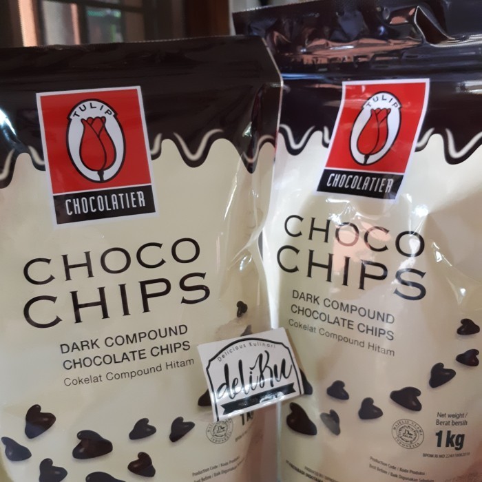 

Ready Tulip choco chips 1kg/ Tulip cokelat dark compound choco chips 1kg