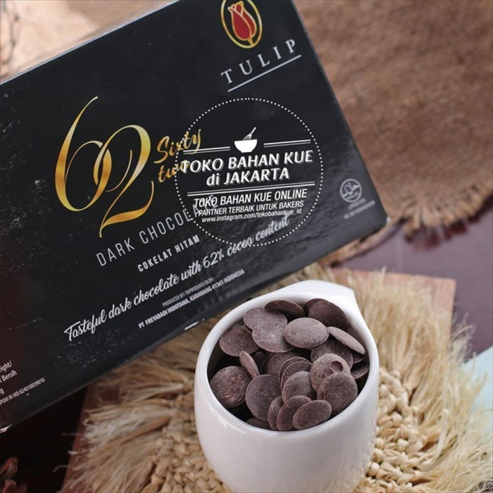 

Ready Tulip Easimelt 62% 250gr Repack Dark Couverture Chocolate Cokelat Coin