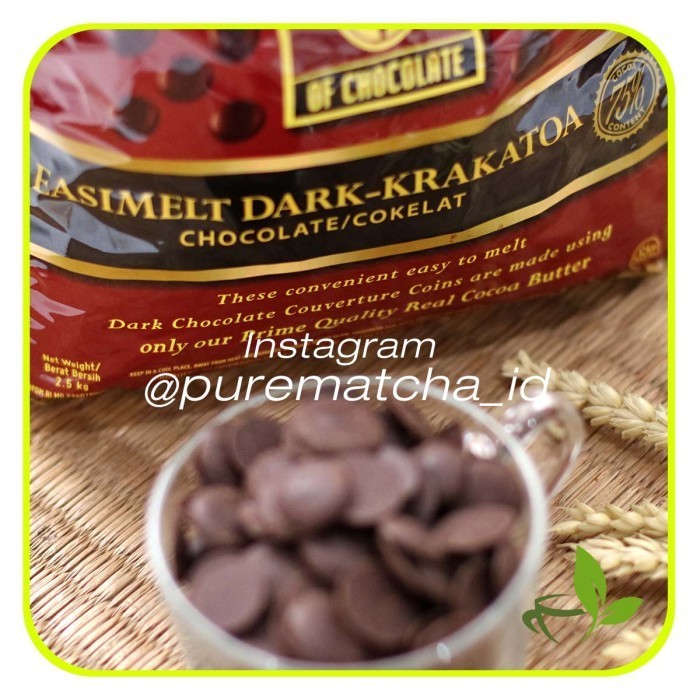

Ready Chocolate Couverture Tulip Easimelt Dark Krakatoa 75% Coklat 500gr