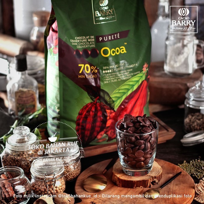 

Ready Cacao Barry - OCOA 70% 100gr Chocolate Coin Couverture Dark Cokelat