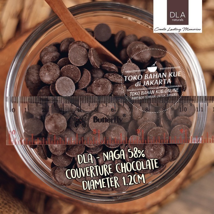 

Ready DLA Chocolate NAGA 58% Dark Couverture 250gr Coklat Baking Pahit Enak