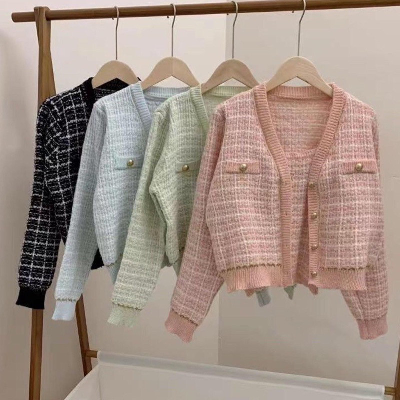 Wini GABBY SET CARDIGAN KNIT IMPORT cardigan korean style sweater wanita Cardigan Rajut korean style