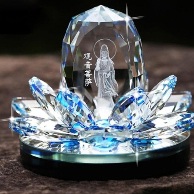 Pajangan Mobil 3D Crystal Dewi Kwam Im |Patung Kwan Yin Dashboard