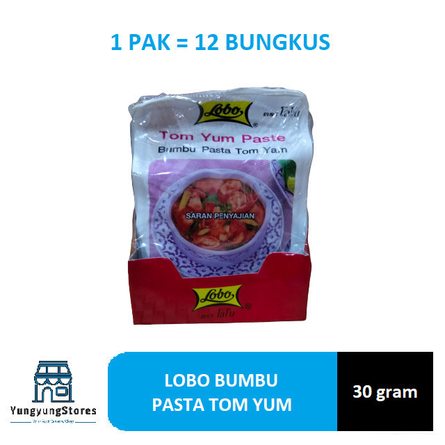 

Ready 1 Kotak Isi 12 Bungkus Lobo Tom Yum Paste / Bumbu Pasta TomYum 30 gram