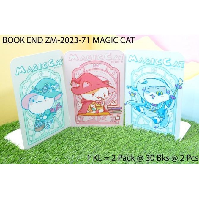 

penahan buku atau stand book motif magic cat isi 2 pc