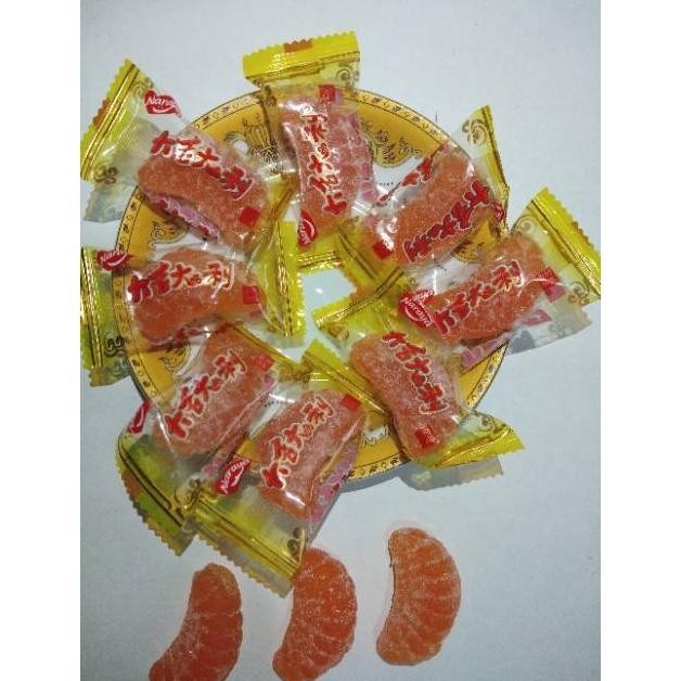 

Permen Manisan Jelly Jeruk / Jelly Hongmao Manisan / Permen Jeli Rasa Jeruk (Mandarin Orange Jelly Candy) Halal Permen Lunak Rasa Jeruk 500Gr Manisan Orange Jelly Can
