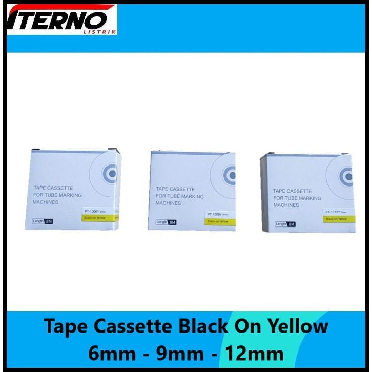 TERMURAH PUTY LABEL TAPE CASSETTE 6MM PT-1006Y BLACK ON YELLOW UNTUK PT1010