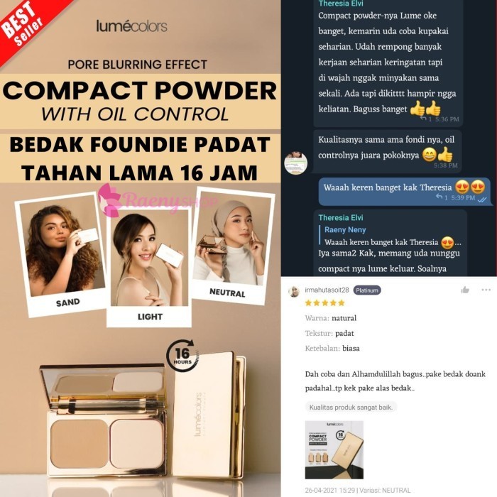 Compact Powder Bedak Padat Lumecolors Light Neutral Natural Lumecolor
