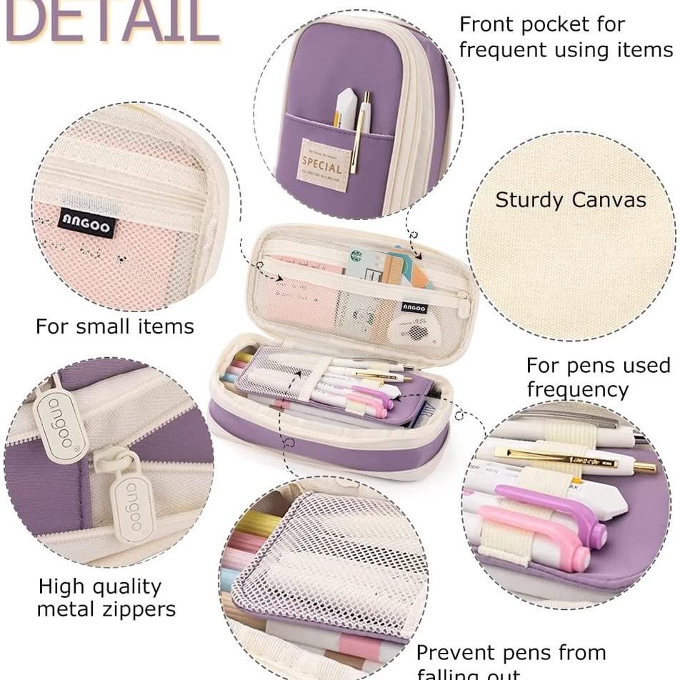 

TERMURAH Angoo Kawaii Pencil Cases Large Capacity Pencil Bag Pouch Holder Box for Girls Office Student Stationery Organizer School Supplies Up15