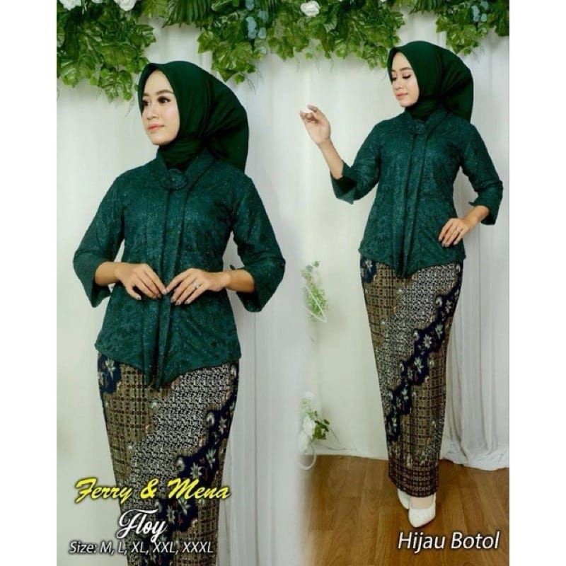 Set Kebaya Floy Lengan Panjang Kebaya Wisuda Modern Kebaya Kondangan