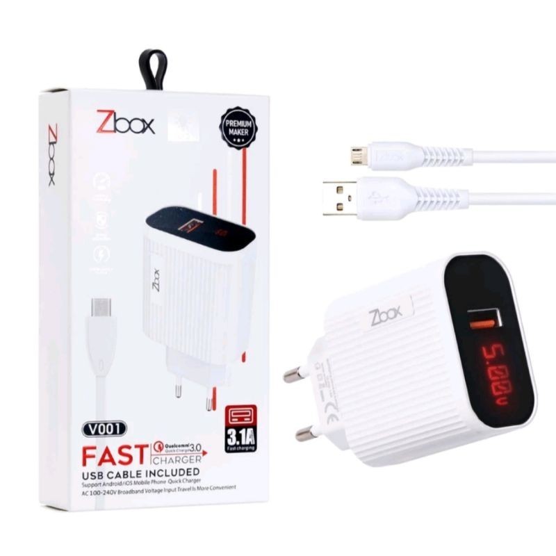 CHARGER ZBOX V001 QUALCOMM 3.0 WITH LED INDICATOR MICRO USB / TYPE C