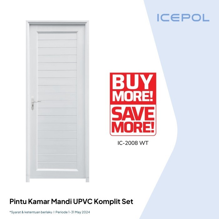 ICEPOL PINTU KAMAR MANDI FULL UPVC 80X200 KOMPLIT SET