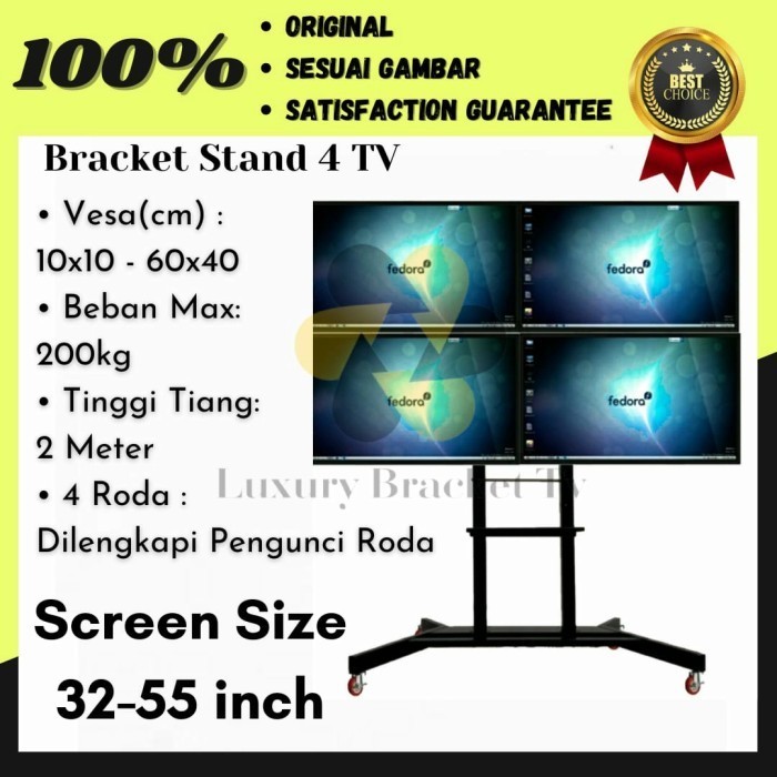 Bracket stand tv monitor 4 layar 55 50 49 45 43 40 32 inch standing tv