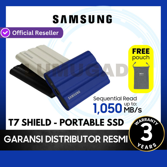 SAMSUNG SSD T7 SHIELD PORTABLE SSD EXTERNAL 1TB 2TB 4TB GARANSI 3TH ORIGINAL BEST QUALITY