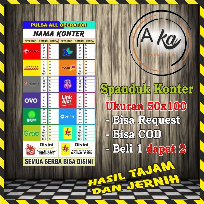 Spanduk / Banner Daftar Harga Konter Pulsa, Spanduk Keren dan Bagus