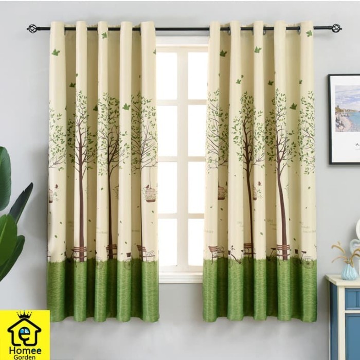 Gorden Minimalis/ Tirai Jendela Minimalis/ Gorden Hijau Coklat