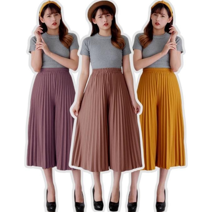 CELANA KULOT PANJANG CELANA PLISKET PANJANG WANITA BAHAN PREMIUM 7/8