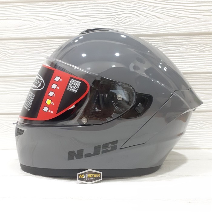 HELM NJS FULL FACE NJS ZX-1 SOLID STONE GREY NJS ZX ONE NJS ZX1