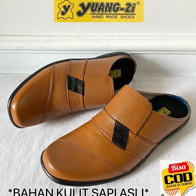 sepatu sendal selop pria kulit asli bustong semi formal