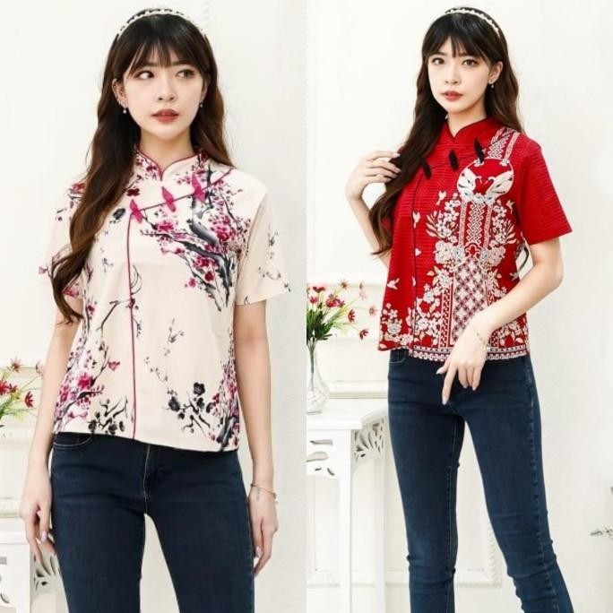 Baju Imlek Atasan Batik Cheongsam Chongsam Wanita Qipao Qibao Jumbo