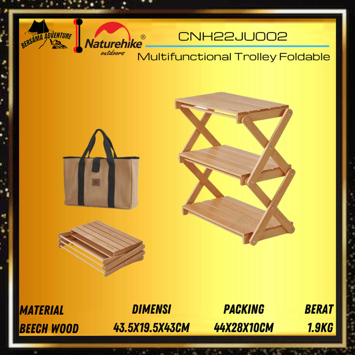 Ready Rak Lipat Camping 3 Layer Naturehike CNH22JU002 Outdoor Table Shelf