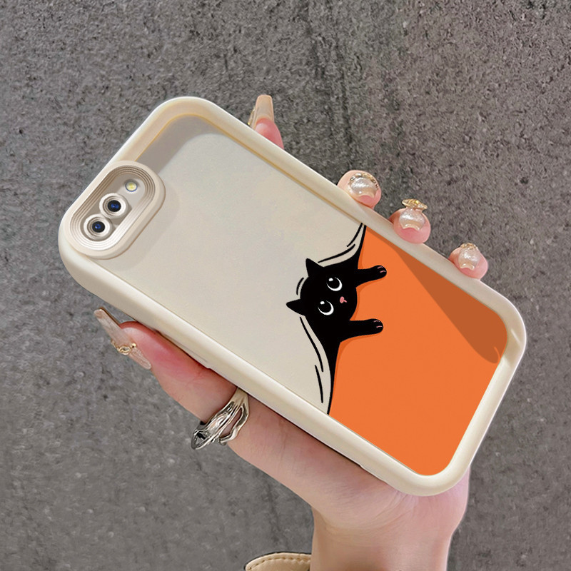 Casing Hp OPPO A5 A3s A12E Realme C1 Case HP pola kucing hitam dan kelinci Softcase ponsel casing le