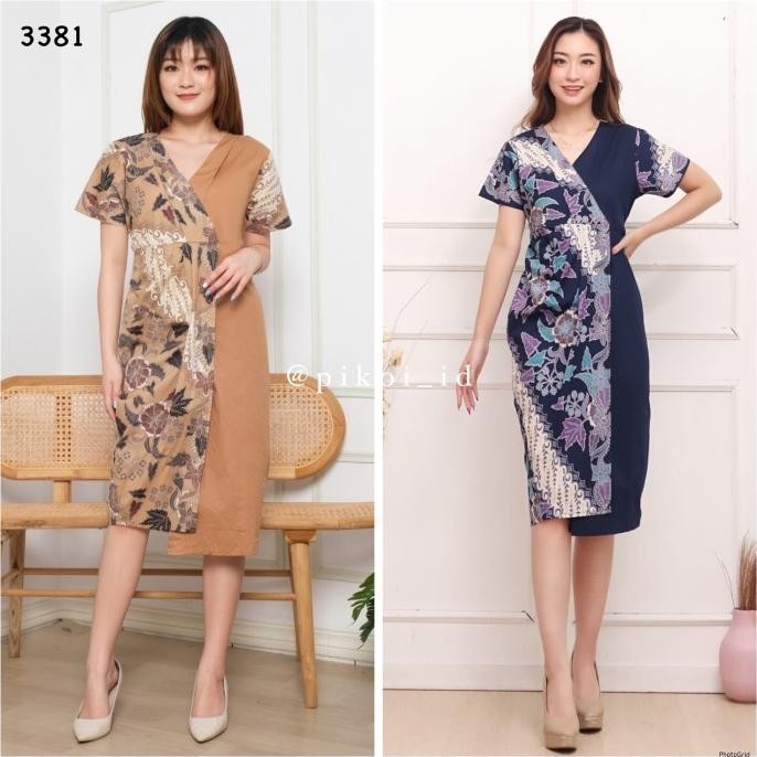 New Dress Batik Wanita Modern / Terusan Batik Lengan Pendek / Kimono Ikat Limited Edition