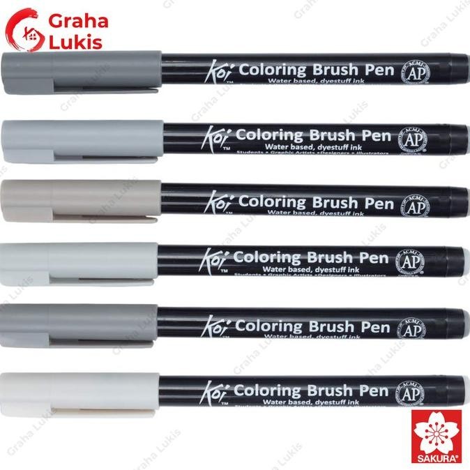 

Sakura Koi Coloring Brush Pen - 6 Gray Set
