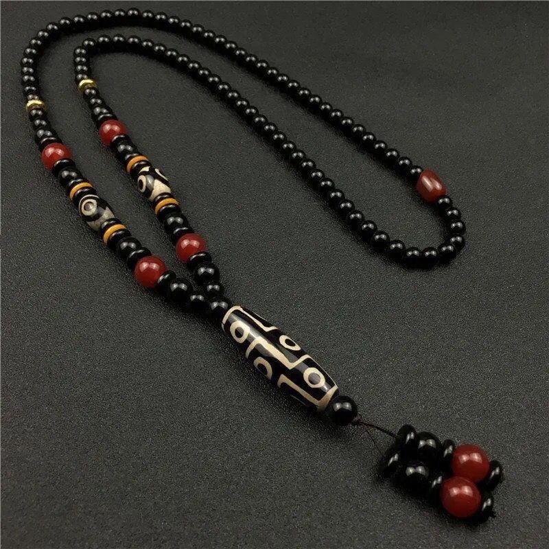 Natural Tibet Three Nine Eyes Dzi Pendant Tibetan Agate Chalcedony Beads