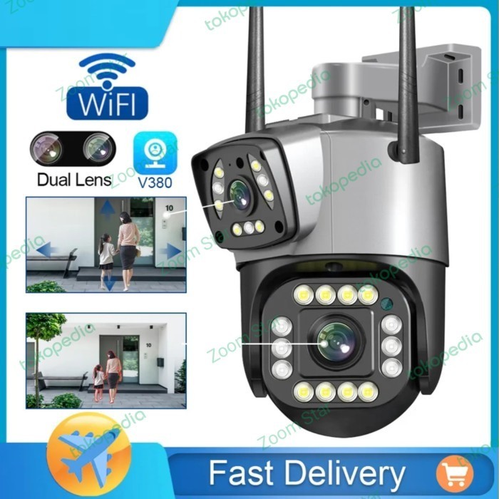 Cctv Dual Camera Lens Outdoor 8Mp+8Mp Speed Dome App V380Pro Ip Cctv