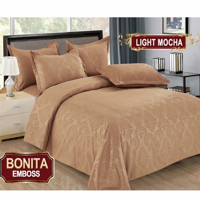 Sprei Bonita Elegant Polos Embos Uk 180X200 Warna Light Mocha
