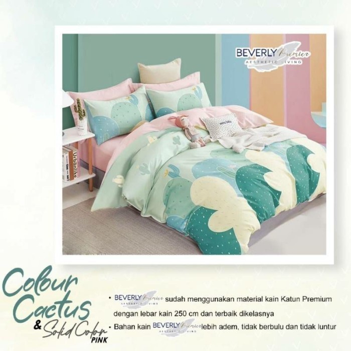 Ready Sprei Katun Anak BEVERLY COLOUR CACTUS Sprei Home Industry