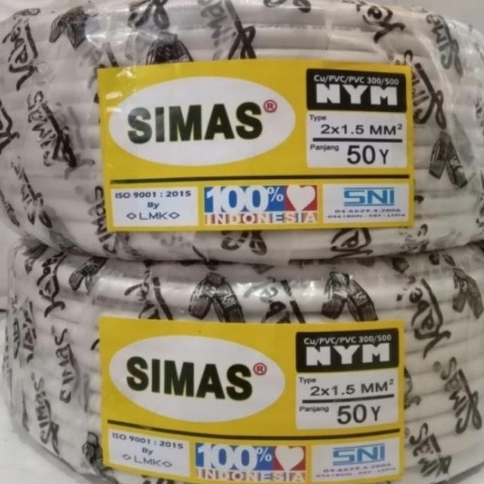 Kabel NYM SIMAS 2X1.5 50Y Kabel tembaga SNI NYM 2X1.5