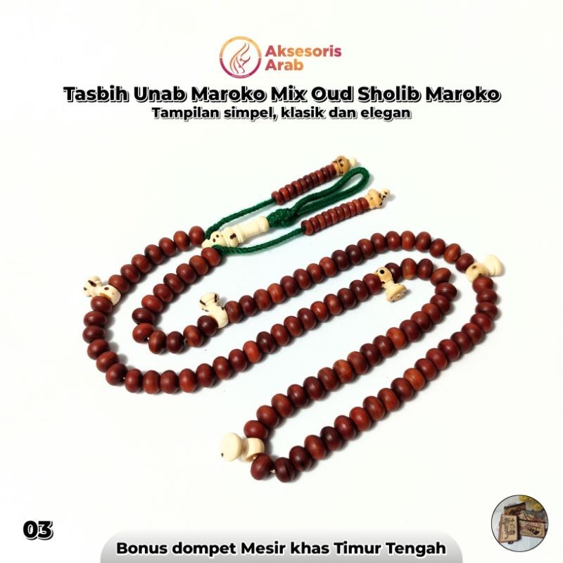 Tasbih Unab Maroko Unab Mix Oud Sholib Putih Maroko Import Maroko Premium Quality