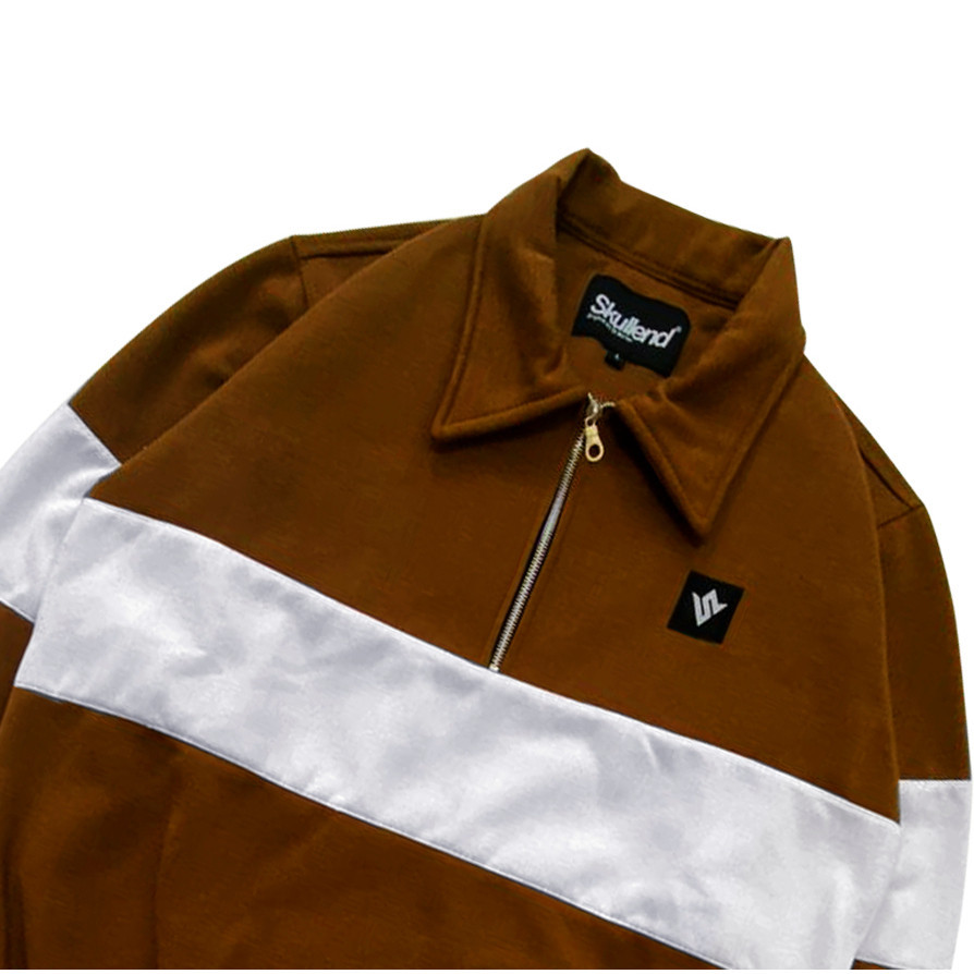 [NMDS COMPANY] PREMIUM CREWNECK SKULLEND Jaket rugby Sweatshirt Rugby vintage - Coklat Putih