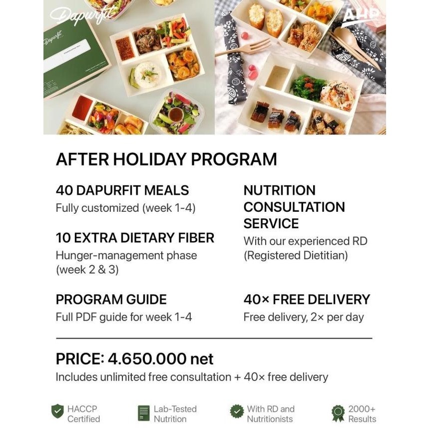 

Dapurfit After Holiday Program Ahp Lunch & Dinner (40Box/20D) Catering