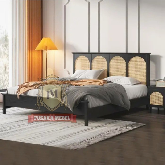 dipan tempat tidur minimalis kayu jati 200x200, dipan rotan kayu jati