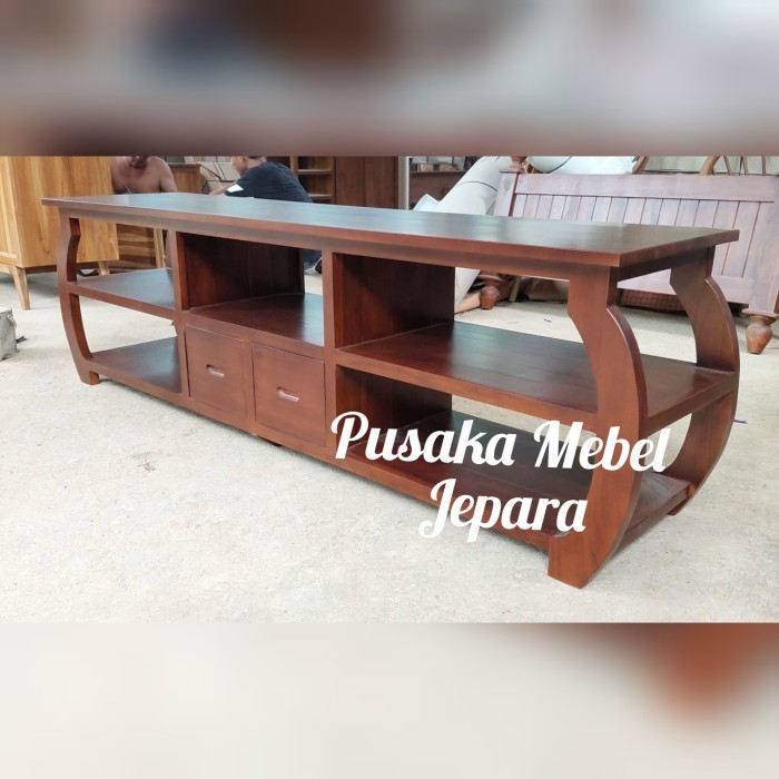 meja tv minimalis kayu jati, bufet rak meja tv, meja laci kayu jati